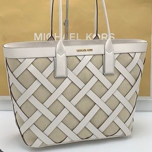 MICHAEL KORS SIENNA Large Tote Shoulder BAG In POWDER BLUSH Leather Canvas